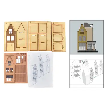 1/87 בניית מודל להגדיר בעבודת יד להרכיב צעצוע בסגנון אירופאי הבית על הנוף חומרי בניין דיורמה מודל הרכבת פריסה