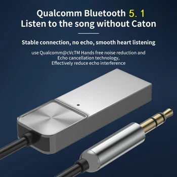1 * USB Bluetooth 5.1 הרכב מקלט אודיו AUX רמקול אלחוטי מוסיקה מתאם 3.5 מ 