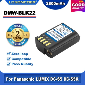 100% מקוריים LOSONCOER 2800mAh DMW-BLK22 DMWBLK22 BLK22 סוללה עבור Panasonic LUMIX DC-S5 DC-S5K GH5 DC-S5KGK