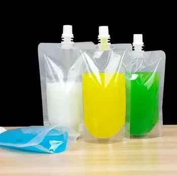 1000Pcs ג 'לי ברור פולי PE Doypack שקית אחסון מיץ חלב נוזלי ריק לעמוד פלסטיק זרבובית לארוז בתיק 100מ