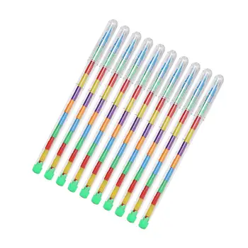 10Pcs Stackable צביעה עפרונות צבעוניים מערם עפרון חלקה ציור עטים Stackable ניתן לבניה עפרונות צבעוניים לילדים בנות מתנה