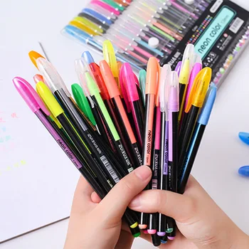 12 צבעי ג ' ל עט סט נצנצים מדגיש פסטל עטים על הספר Office ספר צביעה כתבי עת הציור משרבט אמנות סמנים
