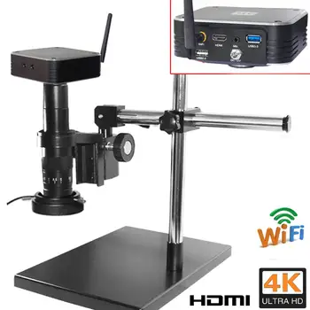 120GB 4K UHD HDMI USB3.0 USB 3.0 מצלמת IP 5G WiFi 1080P FHD 60fps תעשיית מיקרוסקופ דיגיטלי מצלמת וידיאו 20-180X C הר עדשה