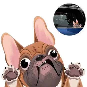 12x14cm קריקטורה חמודה בולדוג מדבקה אחורי לרכב שמשות בבית קישוט חלון יצירתי חיה המדבקה אוטומטי עיצוב מדבקות