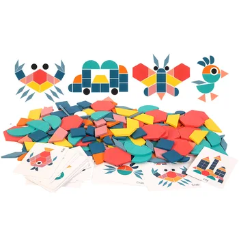 180 יצירתי פאזל צעצועים לילדים פאזל מפתחת צעצועים חינוכיים פאזל צורה גיאומטרית טנגרם צבע הבניין.