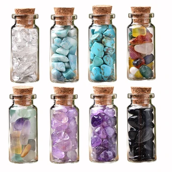1PC טבעי קריסטל זכוכית המבקשים בקבוק עיצוב הבית אבן ריפוי טבעי אבנים מלוטשות המזל נסחף בקבוק מתנות יום הולדת