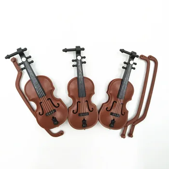1PCS נגינה DIY 1/12 בית בובות מעץ כינור פלסטיק מיני כינור הבובות מלאכת יד