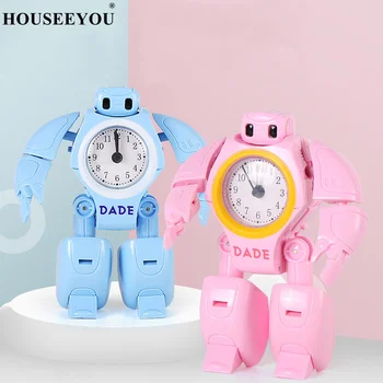 2 מודל צורה ילד רובוט שעון מעורר ילד צעצוע דפורמציה שולחן טיימר יצירתי קריקטורה השולחן לצפות תלמידים מתנה