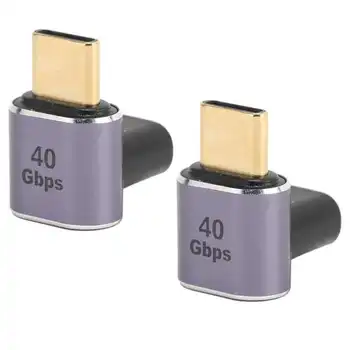 2 מחשבים USB C זכר נקבה מתאם זווית ישרה 90 מעלות משטרת 100W 40Gbps 8K60Hz HD סוג C זכר נקבה מתאם חם
