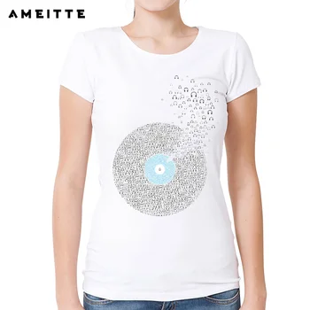 2019 AMEITTE התקליט ויניל חולצה יצירתי מיליון אנשים מקשיבים תיעוד מודפס שרוול קצר חולצות טי נשים מוזיקה מודפסים לכל היותר