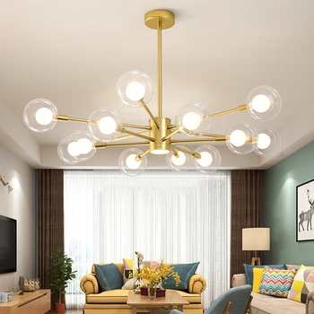 2022 Led החדש נברשת עבור הסלון, חדר השינה, שולחן אוכל שחור זהב עיצוב הבית זכוכית כדור הברק המודרנית תלויה מנורת תקרה