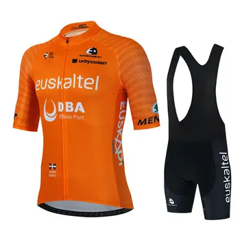 2023 Euskaltel Euskadi רכיבה על אופניים ג ' רזי, סט קיץ, רכיבה על אופניים בגדי גברים ערכות אופני כביש חולצות החליפה אופניים קצרים סינר MTB Maillot