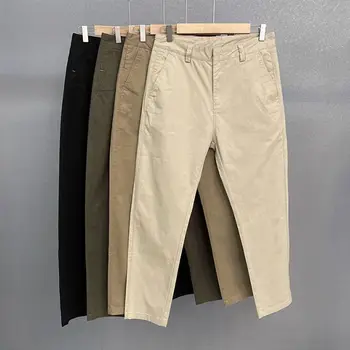 2023 Mens אביב סתיו אופנה מוצק צבע מזדמנים מכנסיים גברים עסקים ישר מכנסיים מכנסיים זכר רב רשמי מכנסיים D219