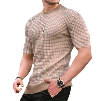 2023 גברים אופנה חדשה חולצת סיבתי ביגוד קיץ, שרוול קצר צוואר צוות צמרות חולצות Tees זכר לנשימה כושר חולצת טי