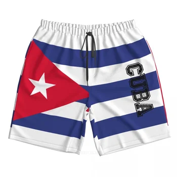 2023 הקיץ פוליאסטר קובה דגל המדינה 3D מודפס גברים לוח מכנסיים קצרים החוף כיס פועל בקיץ מכנסיים