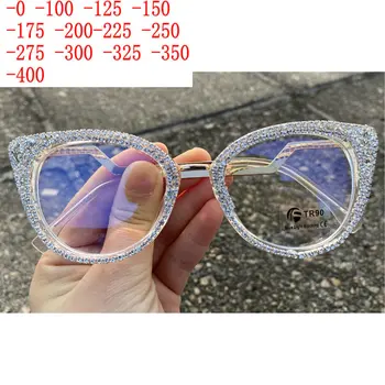 2023 חדש עין חתול בלינג ריינסטון קוצר ראיה משקפיים נשים אופנה אור כחול חוסם קריאה הקורא קצרת רואי משקפיים XN