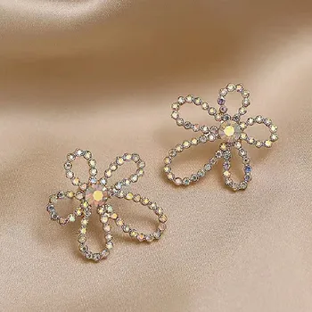 2023 קוריאנית קריסטל פרחים מזג בסדר יפה זרוק עגילים אלגנטיים טרי אופנה בכיר נשים עגילי תכשיטים