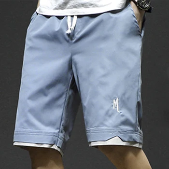 2023 קיץ אופנה חדשה מזדמן נוח מכנסיים קצרים של הגברים כותנה רופף מחסנית מכנסי שרוך דק ישר מתאים קצרים.