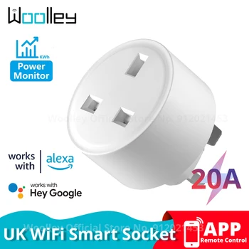 20A 16A Wifi חכם שקע בריטניה תקע עם כוח מוניטור אלחוטי לשקע חשמל מרחוק קול App בקרת בית חכם הבית של Google אלקסה
