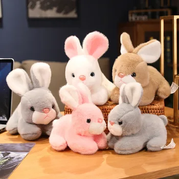 20cm החיים האמיתיים פלאפי ארנב קטיפה צעצוע מציאותי סימולציה Kawaii בובת ארנב רך ממולאים בעלי חיים מתנת יום הולדת לילדים ילדים