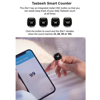 20mm הטבעת Tasbih מונה ב-Bluetooth תואם 5.1 5 זמן תפילה טלי מונה טבעת 0.49 אינץ תצוגת OLED סגסוגת אבץ עבור המוסלמים.