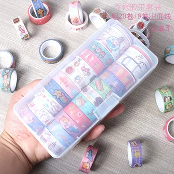 20pcs חמוד, קוריאנית מצויר ביד חשבון הקלטת סט יפנית תוספות הרוח ילדה היד חשבון קלטת נייר מדבקות