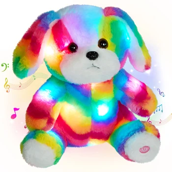 26cm קשת צבעונית אור LED הכלב בובה בובות של חיות מוזיקלי רך צעצוע מתנת יום הולדת לנערות כריות קטיפה צעצועים