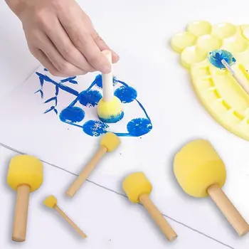 2Sets DIY צבע ספוגים לילדים - מגוון גודל סיבוב ספוג מברשות לציור - קצף מברשות לציור - צבע כלים