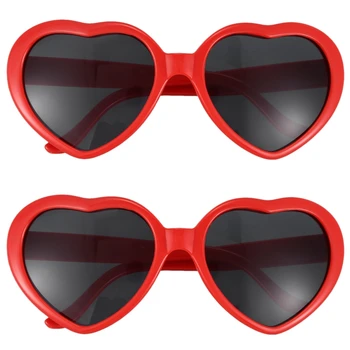 2X חמוד אופנה רטרו אוהב את הלב צורה לוליטה משקפי שמש מפואר שמלת מסיבת חם - אדום