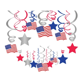 30pcs התקרה תלוי מערבולת הלאומי האמריקאי דגל העצמאות מסיבת יום ספירלת קישוט ארה 