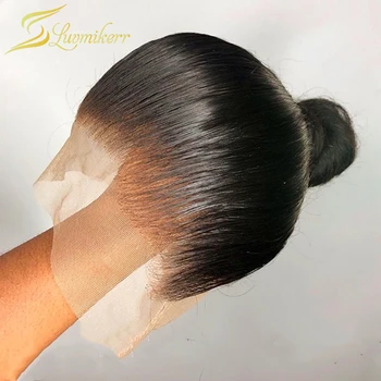 360 תחרה קדמית פאה של שיער ברזילאי HD שקוף ישר 13x4 הקדמי של תחרה שיער אדם פאות עבור נשים טרום קטף מלא מולבן