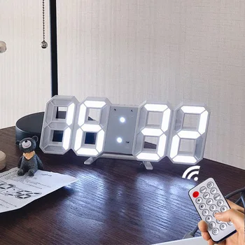 3D LED שעון דיגיטלי מצב לילה מתכווננת המשרד זוהר שולחן אלקטרוני שעון שעון קיר בעיצוב הסלון קישוט הקיר
