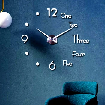 3D שעון קיר DIY מראת אקריליק שעון קיר מדבקה שקט קוורץ שעון מדבקות קיר לבית, הסלון, המשרד קיר בעיצוב