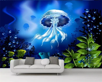 3DBEIBEHANG טפט מותאם אישית ציורי אופנה 3D מתחת למים עולם הים מדוזה בסלון טלוויזיה רקע קיר ציור דקורטיבי