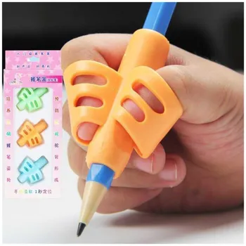 3Pcs/סט רך סיליקה עיפרון לתפוס שתי אצבעות ג ' ל עט אוחז ילדים אימוני כתיבה תיקון כלי לעטים מחזיק לילדים מתנות
