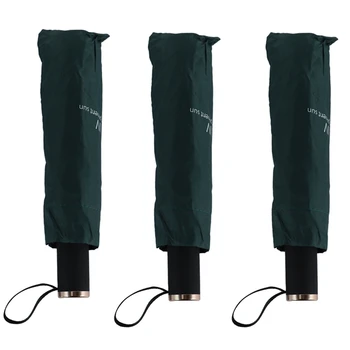 3X UV ברור מטריה שלוש מקפלים מעובה דבק שחור קרם הגנה לשמש מטריה תשע דיקט השמשייה ירוק