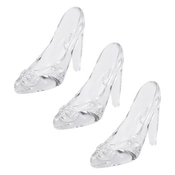 3X קריסטל נעלי זכוכית, מתנת יום הולדת עיצוב הבית סינדרלה נעליים עם עקבים גבוהים נעלי חתונה פסלונים מיניאטוריים קישוט