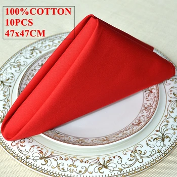 48x48cm צבע אדום 100% כותנה מפיות שולחן מבד מפיות עבור אירוע חתונה מסיבת קישוט