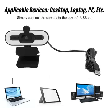 4K HD מצלמת האינטרנט Plug and Play USB למחשב מצלמה עם עדשת כיסוי עבור הקלטת וידאו מתקשר הישיבות.
