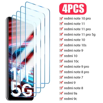 4PCS זכוכית מחוסמת על Redmi Note 10 Pro 9 8 10 10 9 9A 9T K60 A1 מגן מסך עבור Xiaomi Redmi הערה 11 12 Pro Plus 11S