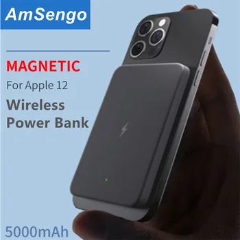 5000mAh מגנטי אלחוטי כוח בנקים מהר מגנטי לטעינת iPhone 12 12Pro נייד נייד נייד סוללה חיצונית Powerbank