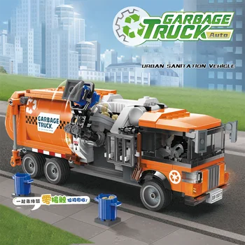 543PCS תברואה לסביבה רכב משאית זבל להגדיר אבני הבניין ערכת דגם היי-טק העיר המשאית סדרת צעצועים לבנים