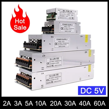 5V להחליף ספק כוח 2A 3A 5A 20A 10A 30A 40A 60A שנאי מתאם עבור WS2812B WS2801 SK6812 SK9822 DC5V LED רצועת אור