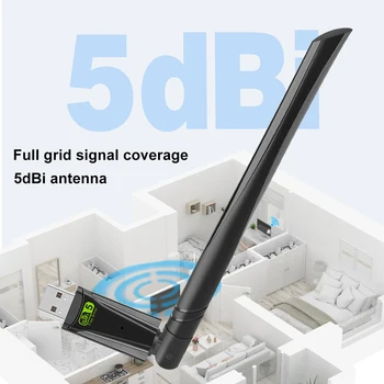 650Mbps מתאם WiFi USB מקלט 2.4 GHz 5GHz Dual Band אנטנה חיצונית Plug and Play כרטיס רשת אלחוטי עבור שולחן העבודה במחשב הנייד