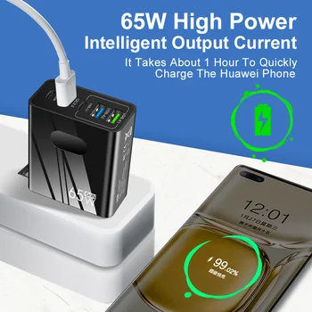 65W מטען USB טעינה מהירה 3.0 משטרת מוטי אטמי סוג C טעינה מהירה קיר מתאם עבור iPhone סמסונג Xiaomi Huawei מטען לטלפון