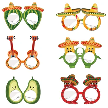 6pcs מקסיקו נושא דקורטיביים נייר משקפיים קישוט תא צילום DIY אביזרים משקפיים מסכת Photobooth אביזרים למסיבות