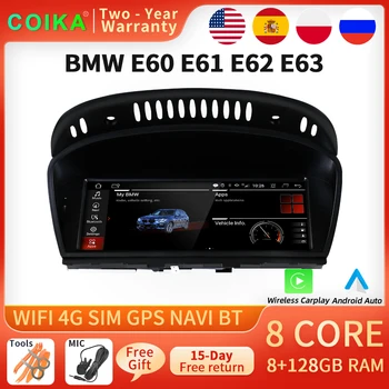 8 Core Android מסך מגע רדיו במכונית סטריאו עבור BMW E60 E61 E62 E90 E91 E92 Google BT GPS נאבי Carplay אוטומטי מולטימדיה 8+128GB