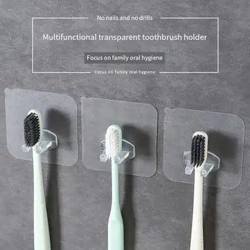 8pcs Transparen מחזיק מברשת שיניים דביק ציפורניים-אחסון חינם מתלה כביסה מגדל הוק בעל האמבטיה יניקה וו תלייה על קיר