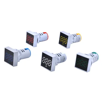AC 20-500V מודד 22mm מיני מרובע פנל LED דיגיטלי מד מתח נורית מחוון הבוחן אדום/כחול/צהוב/ירוק/לבן