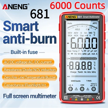 ANENG 681 חכם דיגיטלי מודד 6000 נחשב ללא מגע בודק מתח AC/DC מד הזרם מודד מסך מגע הנוכחי בוחן